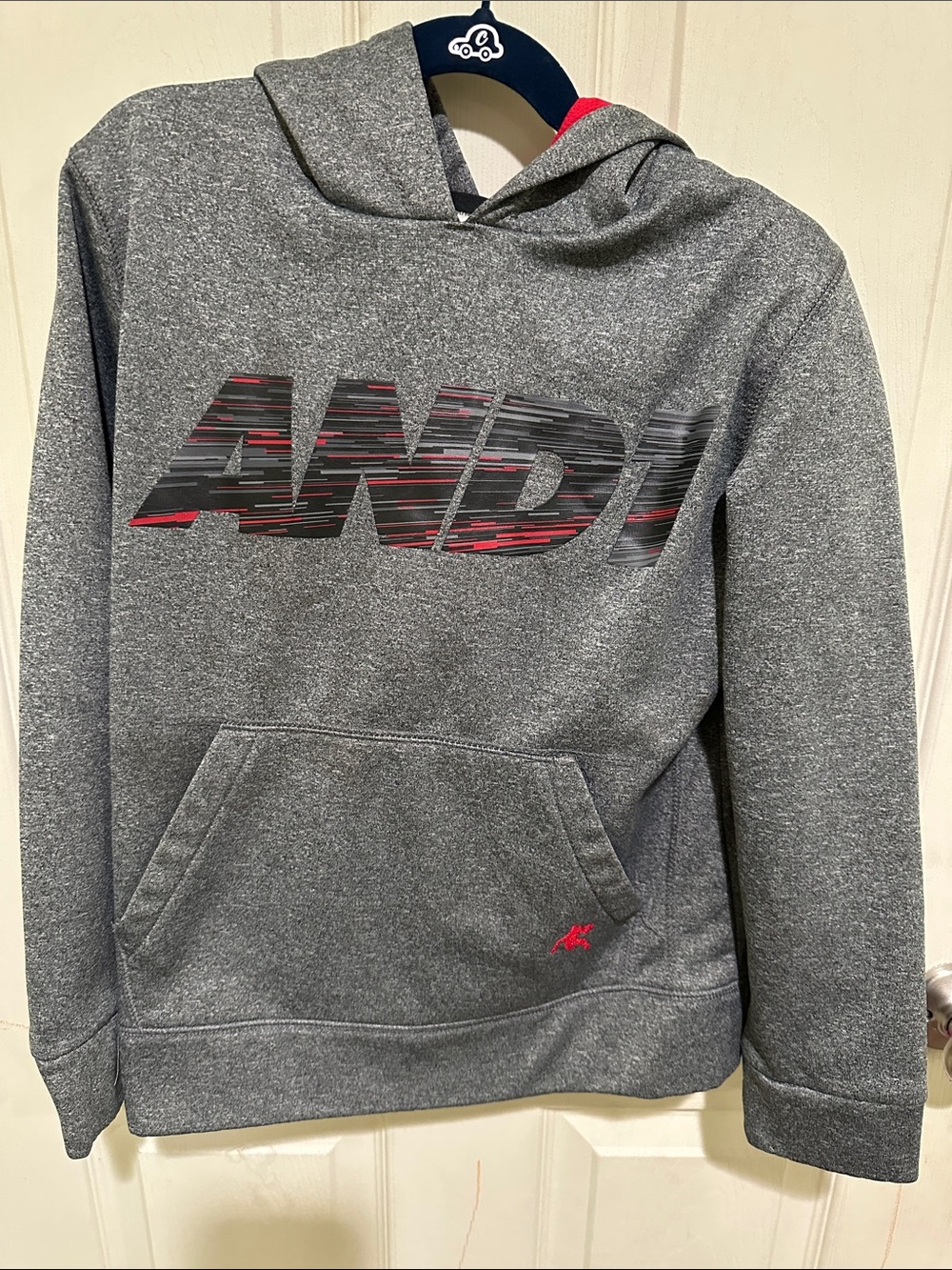 And1 Heather Gray Pullover Hoodie with Black and Red Logo